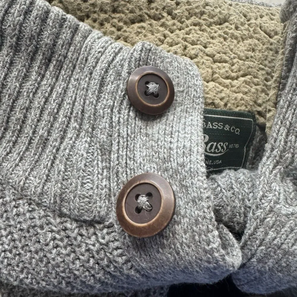 G.H. Bass Fishermans Sweater Mens‎ Large Neutral 1/4 Button Henley